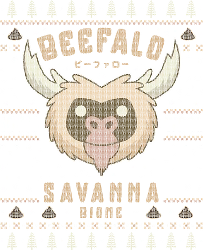 Savanna Beefalo Ugly Sweater - starve, together, beefalo, beefalo wool, wilson, gaming, video game, abigail, survive, survival, scary, goth, monster, animal, ugly christmas sweater, christmas, xmas, merry Christmas