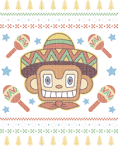 Samba Gaming Ugly Sweater - samba, dreamcast, arcade, monkey, amigo, gamer, gaming, video game, video games, console, nostalgia, music, rhythm, mexican, maracas, ugly christmas sweater, christmas, ugly sweater, xmas