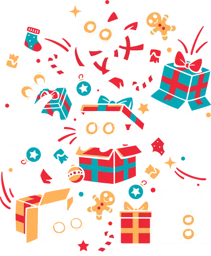 Christmas Cat Party - white cats, christmas, gifts, merry xmas, festive, happy holidays, winter season, presents, funny, joy, kittens, chaos, gingerbread, meow, cute