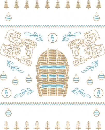 Isaac Clarke Ugly Sweater - dead, cosmos, survival horror, gaming, gamer, video game, isaac clarke, space, science fiction, plasma cutter, necromorph, unitology, the marker, michael altman, usg ishimura, ugly christmas sweater