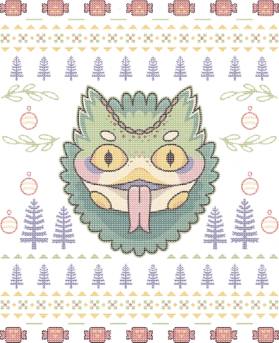 Pukei Pukei Ugly Sweater - monster, hunting, gamer, gaming, video games, iceborne, wyvern, felyne, pickle, hunter, christmas, ugly christmas sweater, xmas