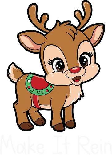 Make It Rein - reindeer, cartoon, cute, christmas, festive, antlers, playful, holiday, saddle