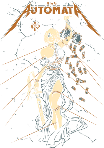 Automata: Autojustice - aesthetic, metal anime, metal album, 2b, lady of justice, Automata, parody, funny, humor, anime, waifu, game, ps, manga