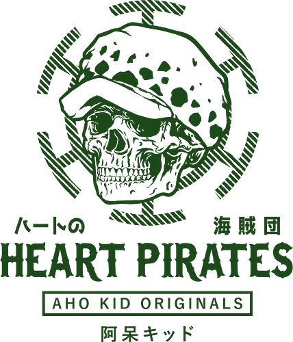 Heart Pirates - heart pirates, trafalgar law, mugiwara, srawhat pirates, anime, manga, otaku, weeb, jolly roger, skull, motorcycle, streetwear, worst generation, biker, shonen