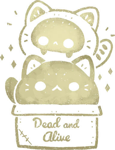 Creepy Kawaii Schrodingers Cat - schrodingers cat, schrodinger cat, dead and alive, cat box, skull cat, cute cat, kawaii cat, creepy cute