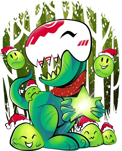 slime and dino  - ugly christmas, christmas, xmas, dinosaur, christmas party, logo, slime, winter, snow, pixel, vintage, classic, retro