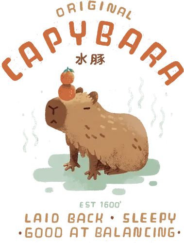 Original Capybara - capybara, cute, yuzu, orange, onsen