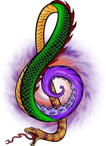 song of myth  - myth, mythology, fantasy, dragon, octopus, snake, poison, power, vibrant, music, art, illustration, powerful