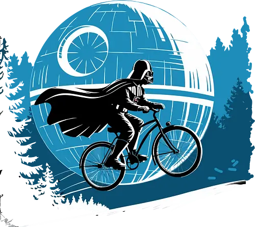 Villain bike - trees, night, adventure, bicycle, sci-fi, forest, space station, cape, silhouette, moon