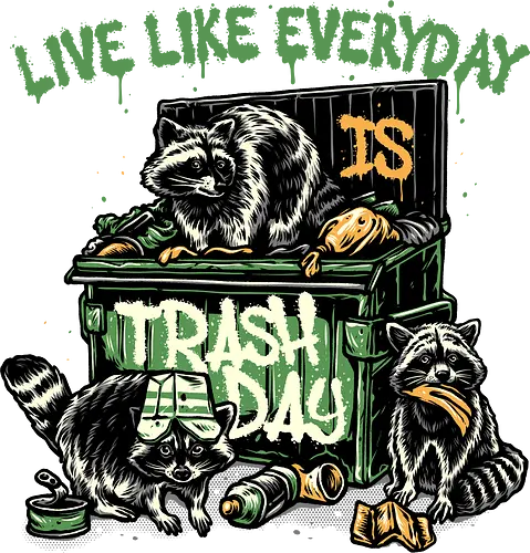 Trash Day - Funny, humor, raccoon, animal, trash, motivational, inspirational