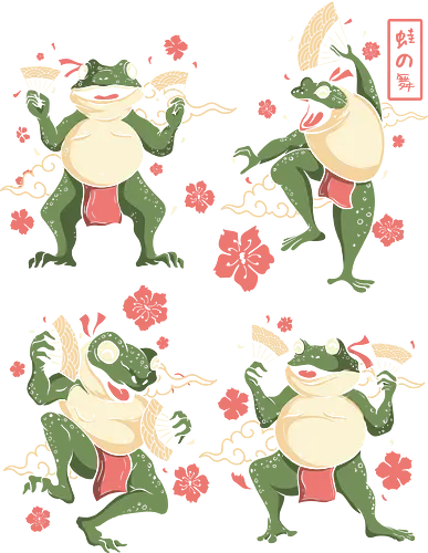 Dance Of The Toads Ukiyo e - japan, japanese, ukiyo, ukiyo e, japanese art, woodblock print, frog, toad, dance