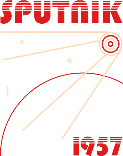 Sputnik 1957 Minimal Design - sputnik, abstract, astronaut, explore, geometric, minimalist, nostalgia, retro, russia, russian, science, space, space race, stars, vintage