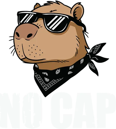 NO CAP - capybara, sunglasses, bandana, cool, confident, cartoon, animal, urban, trendy