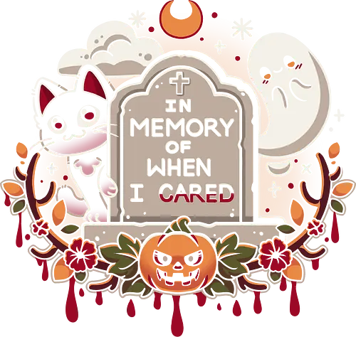 In memory of when i cared - in memory of when i cared, rip, halloween, black cat, scary, horror, kitten, kitty, moon, cats, ghost, ghosts, kawaii, tombstone, funny, mood, spooky, cute, i don't care