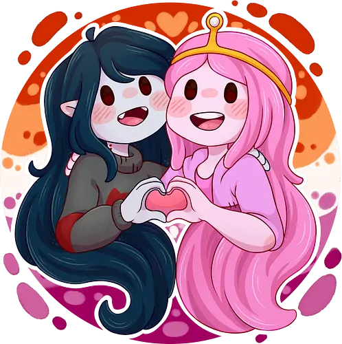 Vampire and Princess - candy, bubble, gum, candy princess, vampire queen, couple, adventure, luz, LGBTQIA+, LGBT, pride, pride, lesbians, lesbian flag, bisexual, gay, cartoon, drag queen, love, pride characters, pride month, trans, pansexual, vampire