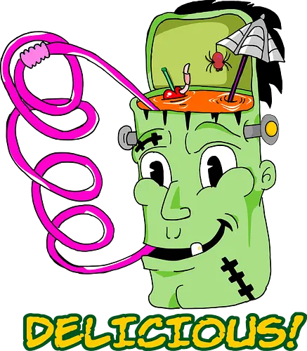 Delicious! (Köstlich!) - Monster, Retro, Gehirnfrost, lustig, gruselig, einzigartig, Popkultur, Kawaii, witzig, Vintage, kreative Kunst, Süßes, ikonisch, kultig, frankenstein, cute, books, classic, horror, fantasy, Cartoon, Nostalgie, Halloween, cool, Eiscreme, skurril