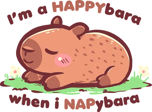 Happybara when I Napybara - kawaii Wasserschwein, Nickerchen, Nickerchenliebhaber, Tierliebhaber, schlummerndes Tier, schläfrig, schlafen, liebenswert, Entspannung, pastellfarbenes Tier, happybara, capybara, Wasserschwein, niedliches Wasserschwein, Wasserschwein-Wortspiel, lustiges Tier