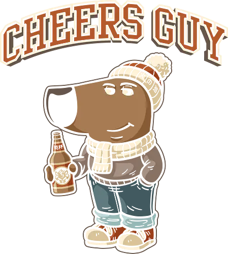 Cheers Guy - chill guy, dog, cheers, beer, drinking, internet meme, beverage, brew, food and drink, pop art, funny, trending, instagram, tiktok, facebook meme, meme viral, funny meme, hype, viral, christmas, winter, vintage design, retro colors, cool, snow, chilling, don't care, idgaf, rum, kawaii, sake, ale