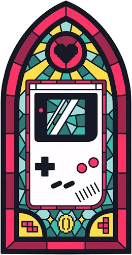 8bits stained glass - videogames, console, retro, retro gaming, gameboy, 90s, pixel, pixel art, stained glass