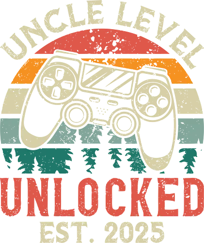 Uncle Level Unlocked Est. 2025 - retro, game controller, vintage, colorful, stripes, gaming, playful, uncle, level unlocked, established