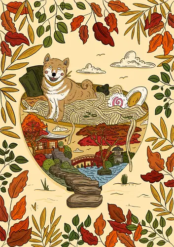 Shiba Inu Ramen  - Japan, Japanlover, Ramen, Ramenlover, Shiba Inu, Dog, Japanese Garden, Fall, Autumn