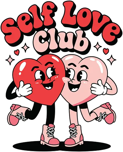 Self Love Club - self love, cartoon, hearts, love, friendship, stars, playful, cheerful, graphic, design