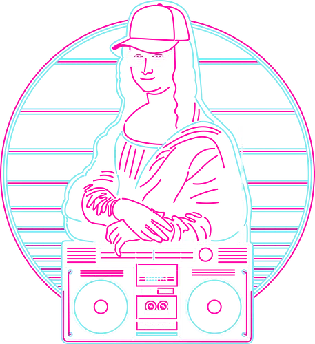 Retro Mona Lisa - mona lisa, leonardo da vinci, da vinci, renaissance, davinci, leonardo, 1980s, retro, 80s, the 80s, retrowave, sunset, boom box, 1980