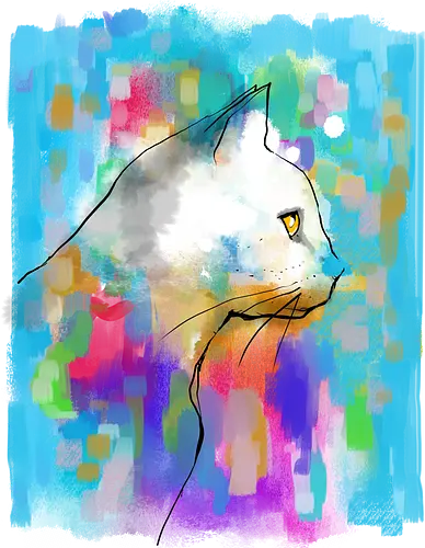 Artisticat - impressionism, cat, cat lovers, painting, colorfull