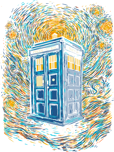 Starry blue box-remix - Doctor, Van Gogh, painting, whovian, tardis, scifi, tv show, who, pop culture, cult tv