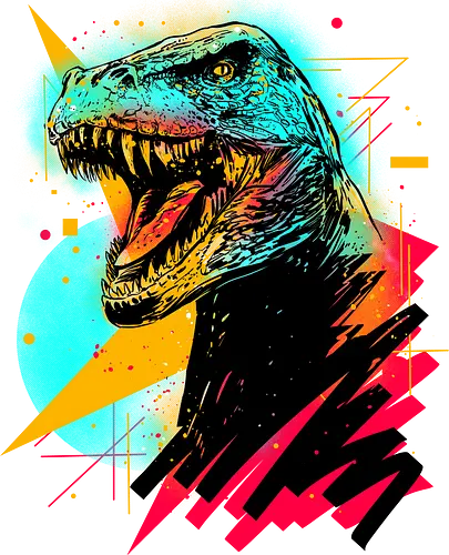 Synthosaurus Rex - T-Rex, synthwave, retro, vintage, dinosaur