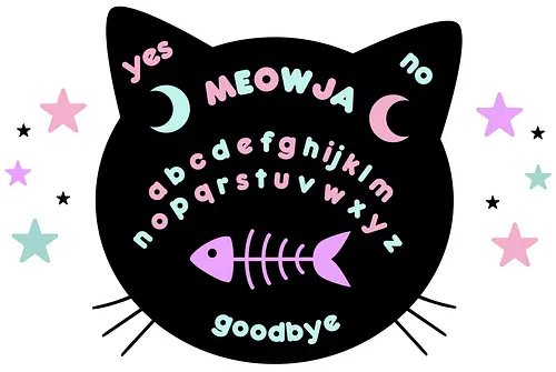 Meowja - meowja, ouija, ouija board, creepy cute, pastel goth, spooky cute, kawaii goth, pastel ouija board, cat