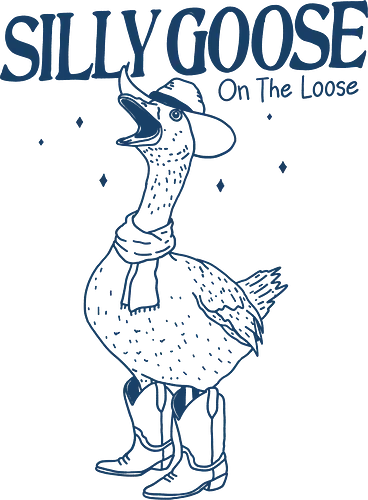 Silly Goose On The Loose - silly goose, on the loose, goose, duck, bird, minimalist, meme, humor, funny, western, cowboy