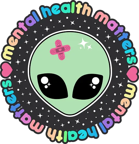 Mental Health Matters Alien  - mental health matters, mental health, alien, kawaii alien, pastel goth, kawaii goth, pastel grunge, quote, saying, health, cute alien, spooky cute, pastel green