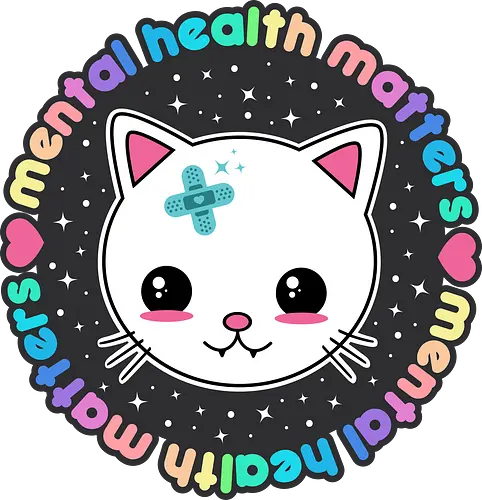 Mental Health Matters Cat - mental health matters, mental health, kawaii cat, health, cat, kawaii, pastel goth, kawaii goth, colorful, quote, saying, cute cat, pastel goth cat