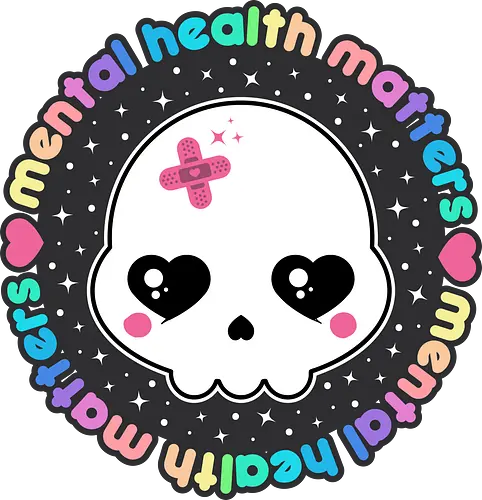 Mental Health Matters Skull - mental health matters, mental health, skull, creepy cute, pastel goth, kawaii goth, kawaii skull, cute skull, pastel goth skull, skull, quote, saying