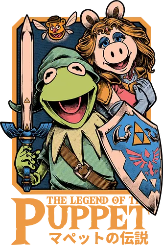 Legend of the Puppet - Puppets, Puppet, Tv Show, Video Games, Video Game, Game, Classic, Retro, Retro Vintage, Vintage, frog, pig, Bear, princess, warrior, fairy.