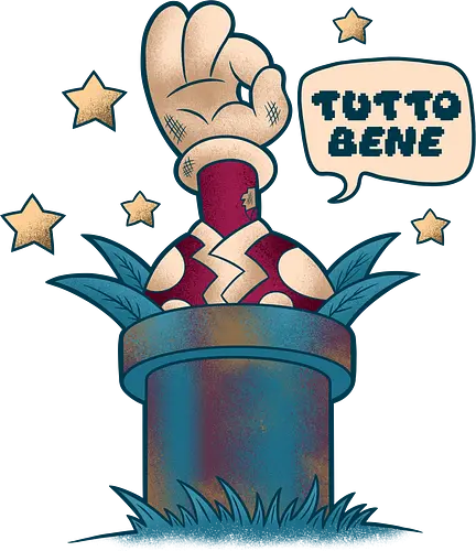 Tutto Bene - Retro Gamer Parody - gaming, 80s, carnivorous plant, funny, gamer, geek, hero, italian, its all good, meme, nostalgia, parody, retro, sarcasm, vintage