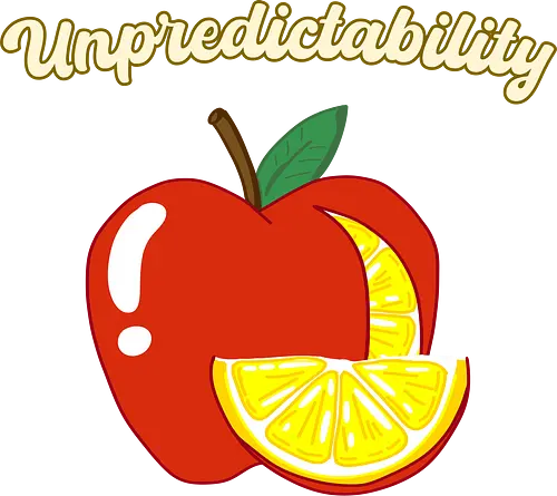 Unpredictability (Unvorhersehbarkeit) - Kunst, Boho, minimalistisch, Frucht, Apfel, Zitrone, Surrealismus, kreativ, unvorhersehbar, einzigartig, inspirational, boho, cute, decor, Design, Ästhetik, Humor, Illustration, modern, verspielt, Überraschung, Trend, Inspiration, symbolisch, motivation, motivational, inspiration