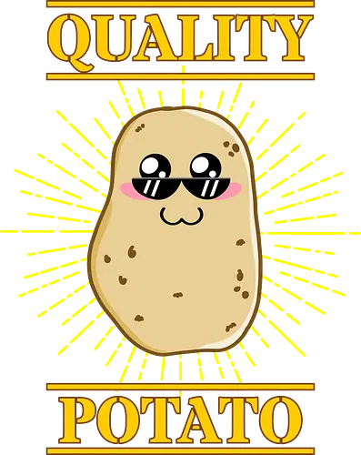 Kawaii Quality Potato (Kawaii Qualitätskartoffel) - Kartoffel, kawaii, süß, lustig, Gemüse, Essen, Sonnenbrille, cool, Premium, Qualität, Cartoon, niedlich, Humor, Foodie, vegetarisch, vegan, Bauer, Landwirtschaft, Ernte, Charakter, Pommes, snack, chips