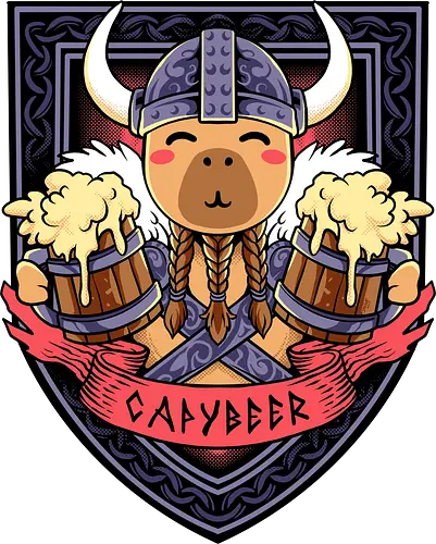 capybeer - capybara, exotics, animal, fun, funny, summer, holiday, vacation, vintage, surfing, viking, knight, cute