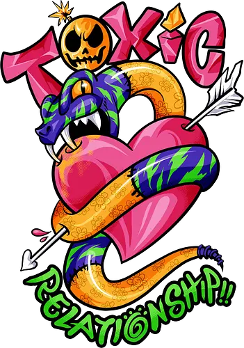 toxic snake  - toxic, snake, poison, love, relationship, care, hate, abuse, snake year, cool, cartoon, mythical, zodiac, pop