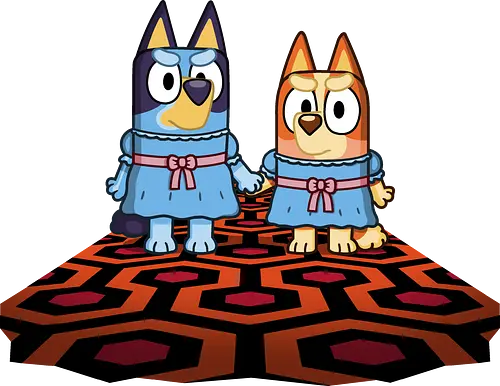 Doggy Twins! - bluey, bingo, twins, horror, kubrick, halloween, the-shining, shining, parody