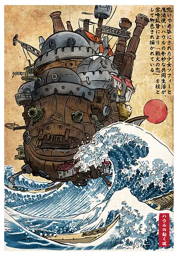 Moving castle in Japan - anime, manga, japan, japanese art, castle, kanagawa, howl