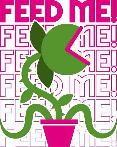 Feed Me! - 80s movies minimal design  - 80s movies, 80s, comedy, feed me, florist, halloween, horror, minimal, minimalist, nostalgia, plant, plant lover, retro, vintage, cult classic movie