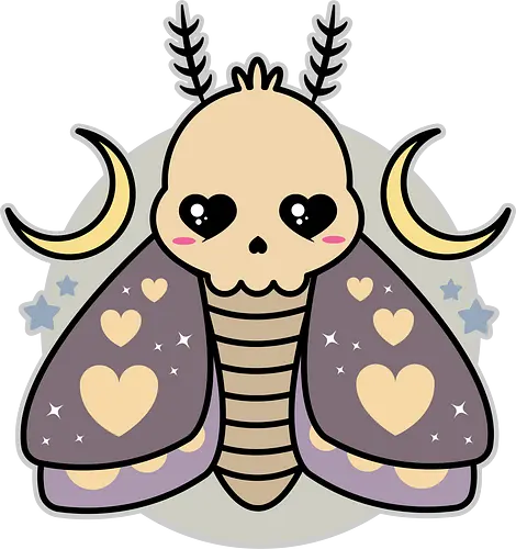 Kawaii Death Moth  - kawaii, death moth, kawaii death moth, cute death moth, cute, moth, skull, skull moth, creepy cute, pastel goth, kawaii goth, spooky cute