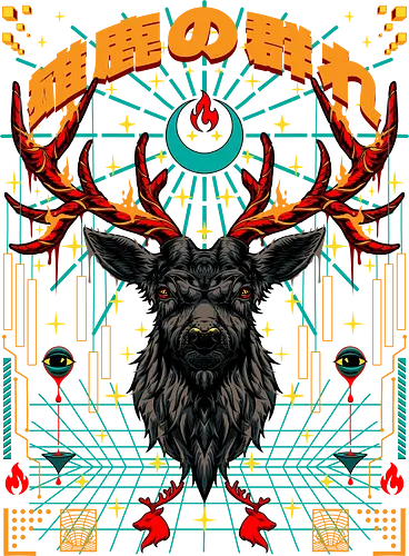 Trippy Deer - deer, stags, trippy, psychedelic, herd of stags, march with the stags, trippy stags, pyschedelic stags, pyschedelic deer, trippy deer