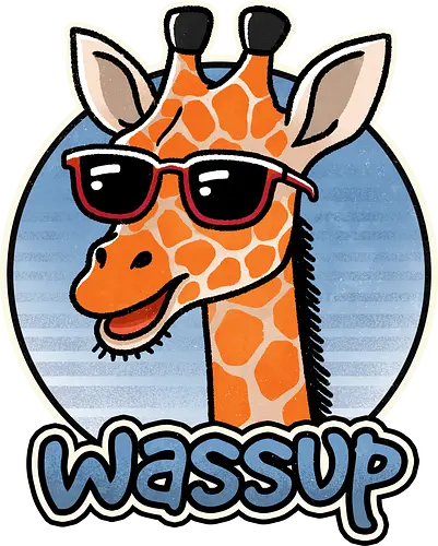 Wassup Giraffe - funny, wassip, whats up, tall, giraffe, animal, wildlife, nature, zoo, safari, tall, yellow, spotted, africa, illustration, cute, baby giraffe, endangered, art