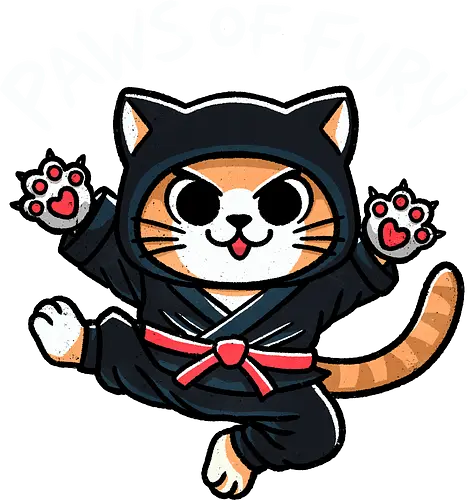 Paws of fury - clan, Japanese culture, character, animated, action, anime, cool, legend, silhouette, graphic design, feline, cute, playful, domestic cat, black cat, white cat, tabby, mammal, purring, meow, cat lover, Paws of fury, cat, cat, kitten, ninja, martial arts, stealth, fighting, samurai, warrior, pet, animal