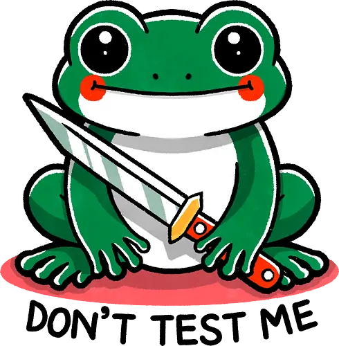 Don't test me - frog, animal, nature, green, wildlife, reptile, amphibian, cute, funny, pond, character, cartoon, illustration, knife, aggresive frog, eco, environment