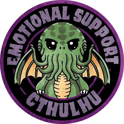 Emotional support cthulhu - nerdy, whimsical, gift, anime, fantasy, cthulhu, emotional support, lovecraftian, funny, monster, horror, dark art, illustration, mythology, cute